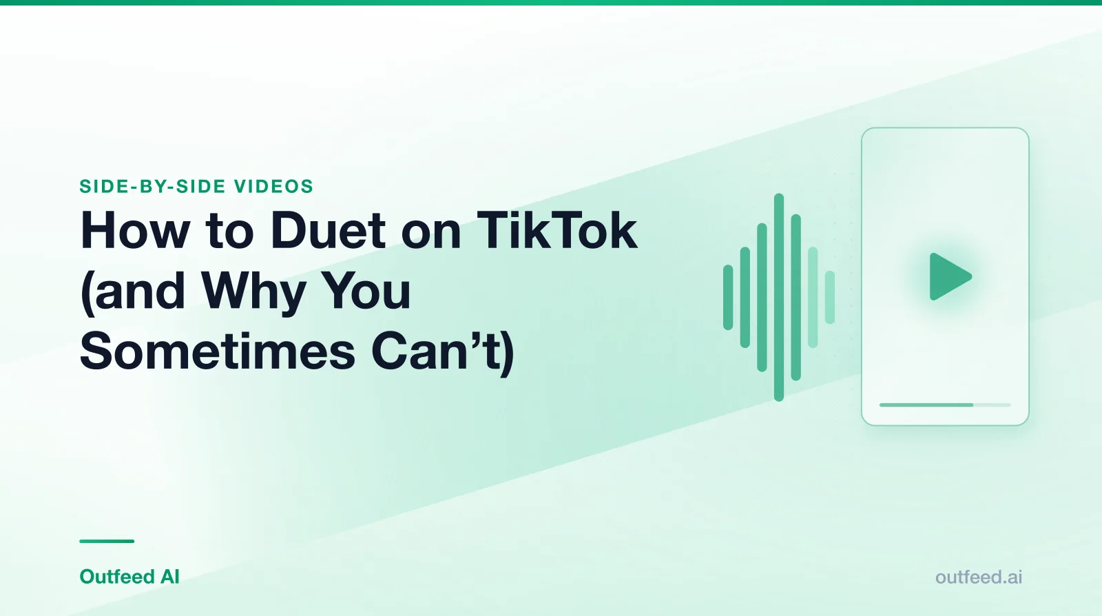 Title card reading 'How to Duet on TikTok (and Why You Sometimes Can't)' with a vertical video frame and sound waves on an emerald gradient