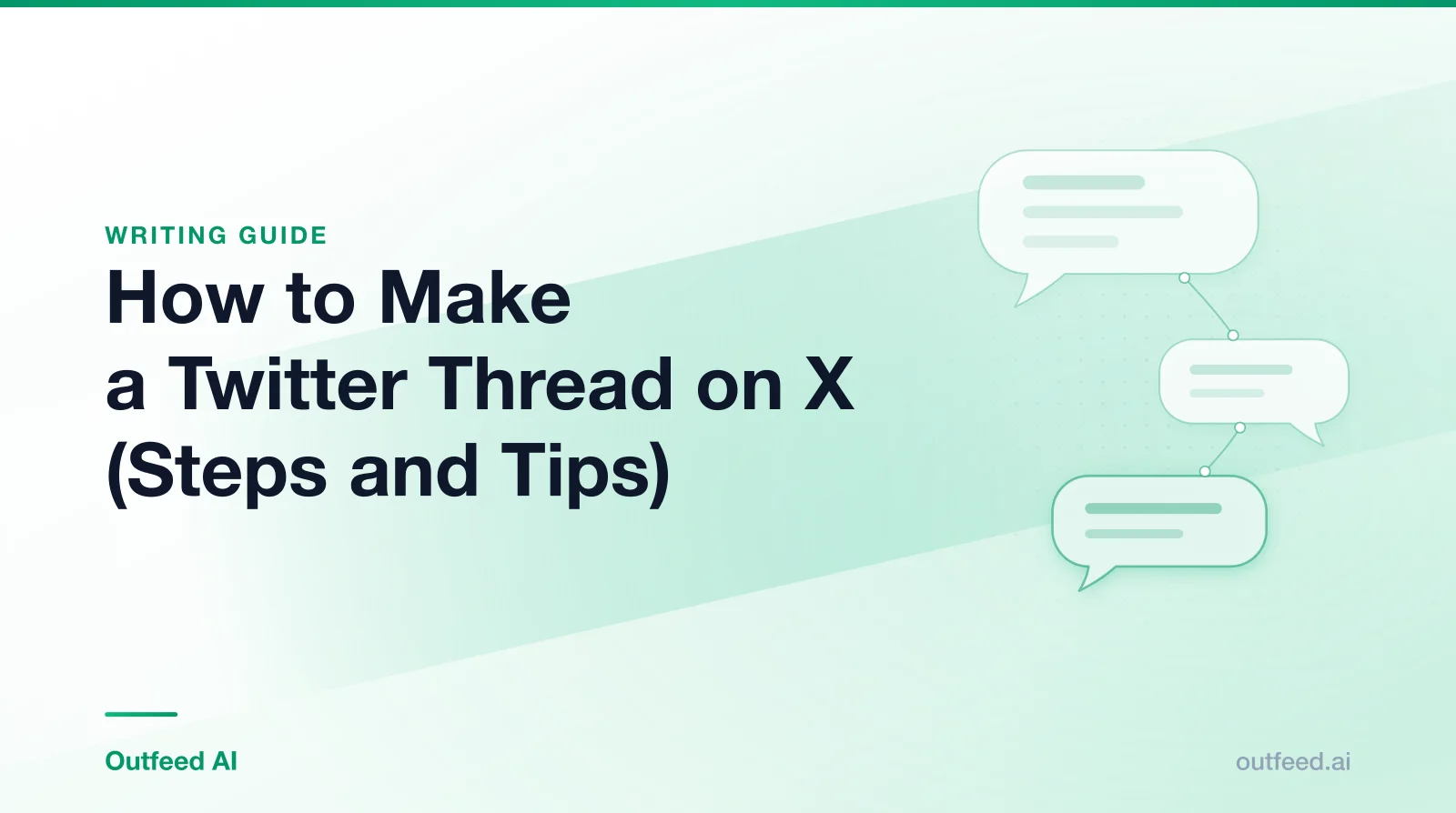 Title card reading 'How to Make a Twitter Thread on X (Steps and Tips)' with linked speech bubbles on an emerald gradient