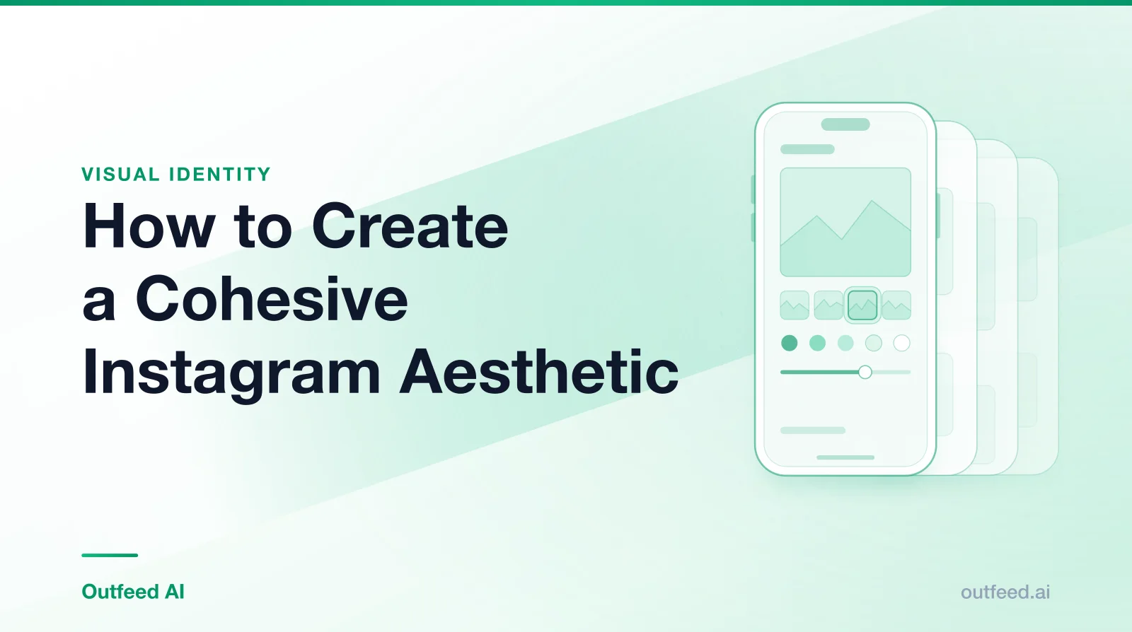 Title card reading 'How to Create a Cohesive Instagram Aesthetic' with a phone outline and layered screens on an emerald gradient