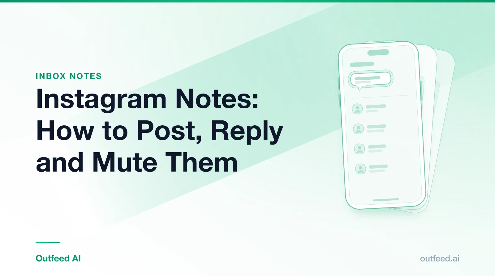 Title card reading 'Instagram Notes: How to Post, Reply and Mute Them' with a phone outline and layered screens on an emerald gradient