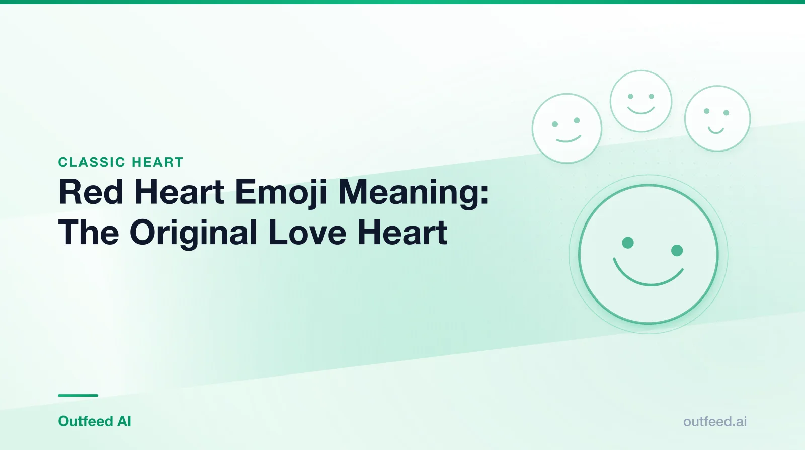 Title card reading 'Red Heart Emoji Meaning: The Original Love Heart' with simple line-drawn faces on an emerald gradient