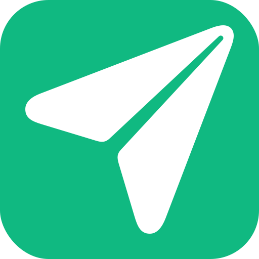 Outfeed AI app icon: a white paper-plane mark on an emerald rounded square